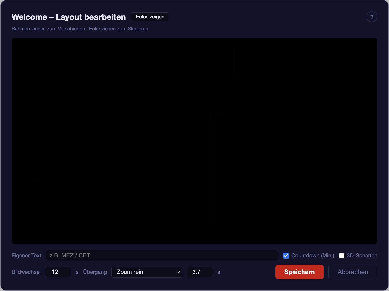 Welcome-Layout bearbeiten